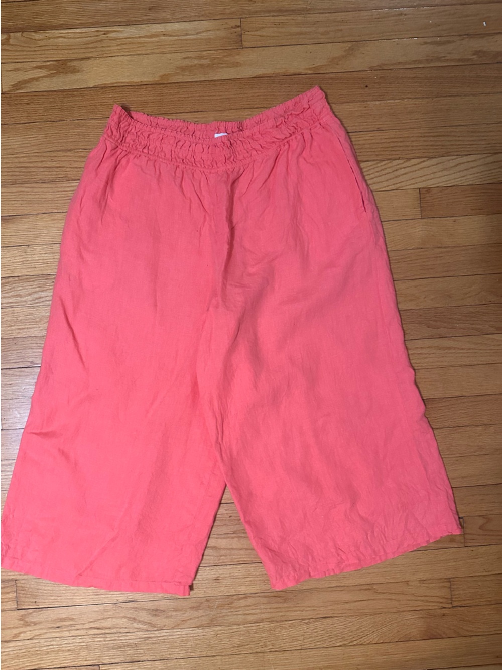 Anthropologie Wide-Leg linen Pants in Coral Pink